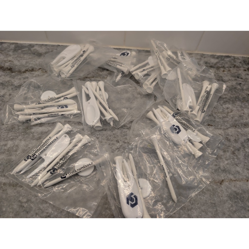 LOT OF 10 Individually Wrapped ADVERTISING PROMOTION WOODEN GOLF‎ TEES, MARKERS